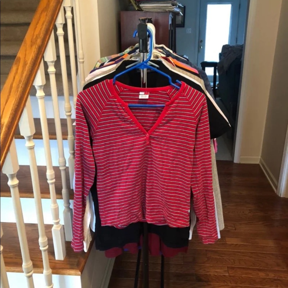 Tommy Hilfiger Striped Blouse In Red Size Large